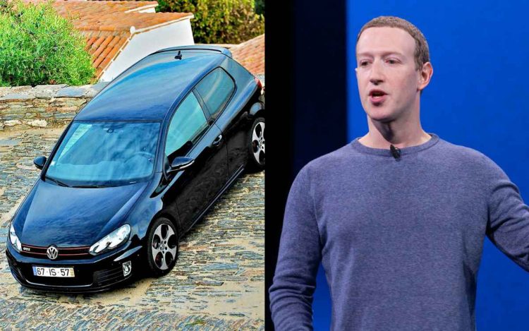 Vemos una imagen del coche de mark zuckerberg con dos fotos, una del auto y otra del empresario.