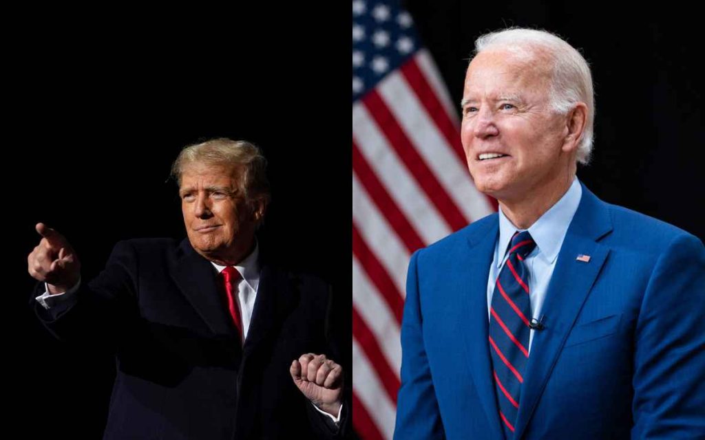 Vemos una referencia a las elecciones en estados unidos 2022 con dos fotos del presidente actual Joe Biden y el expresidente Donald Trump