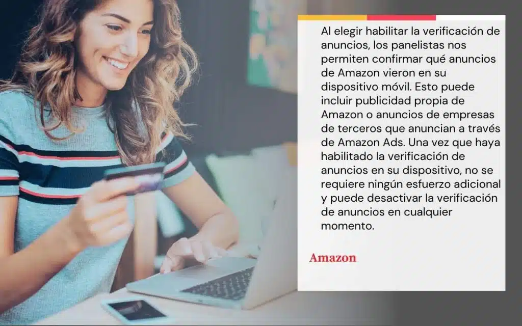 En la imagen se ve a una persona participando en la propuesta de Amazon donde pagará por el acceso a los datos de navegación de clientes. 