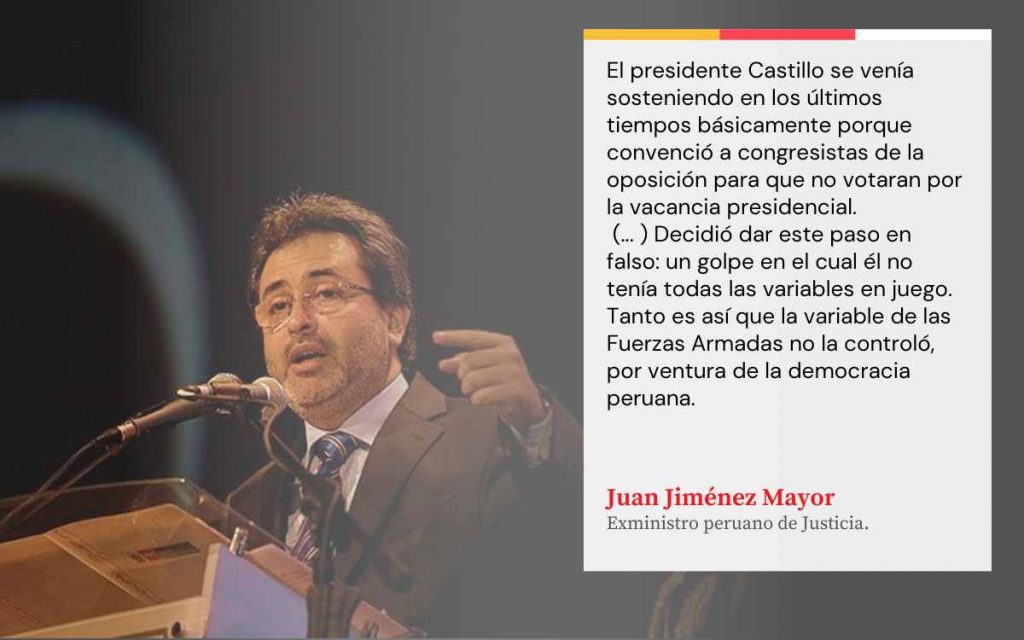 En la imagen se ve una declaración de Juan Jimenez mayor sobre la crisis política en perú