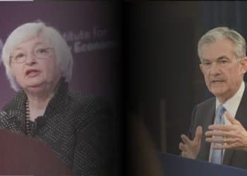 En la imagen se ve a Janet Yellen y Jerome Powell