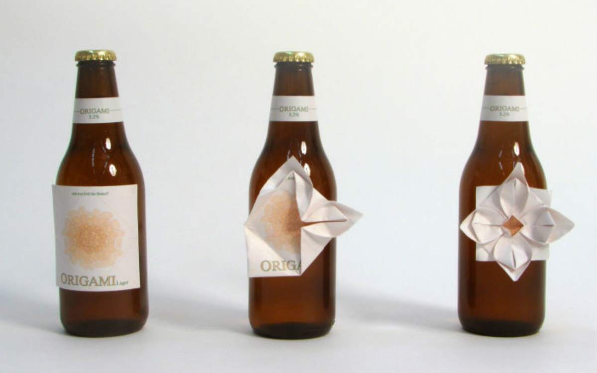 En la imagen se ve un ejemplo de la  cerveza origami