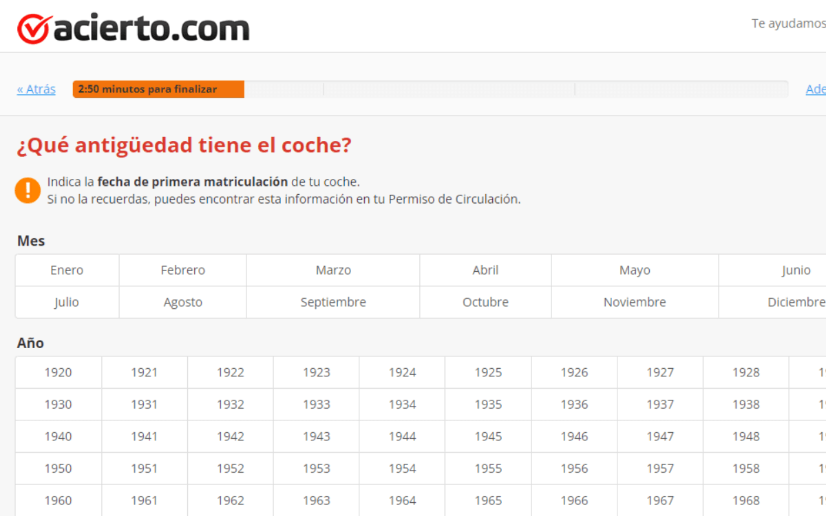 Ejemplos de formulario en Acierto.com.