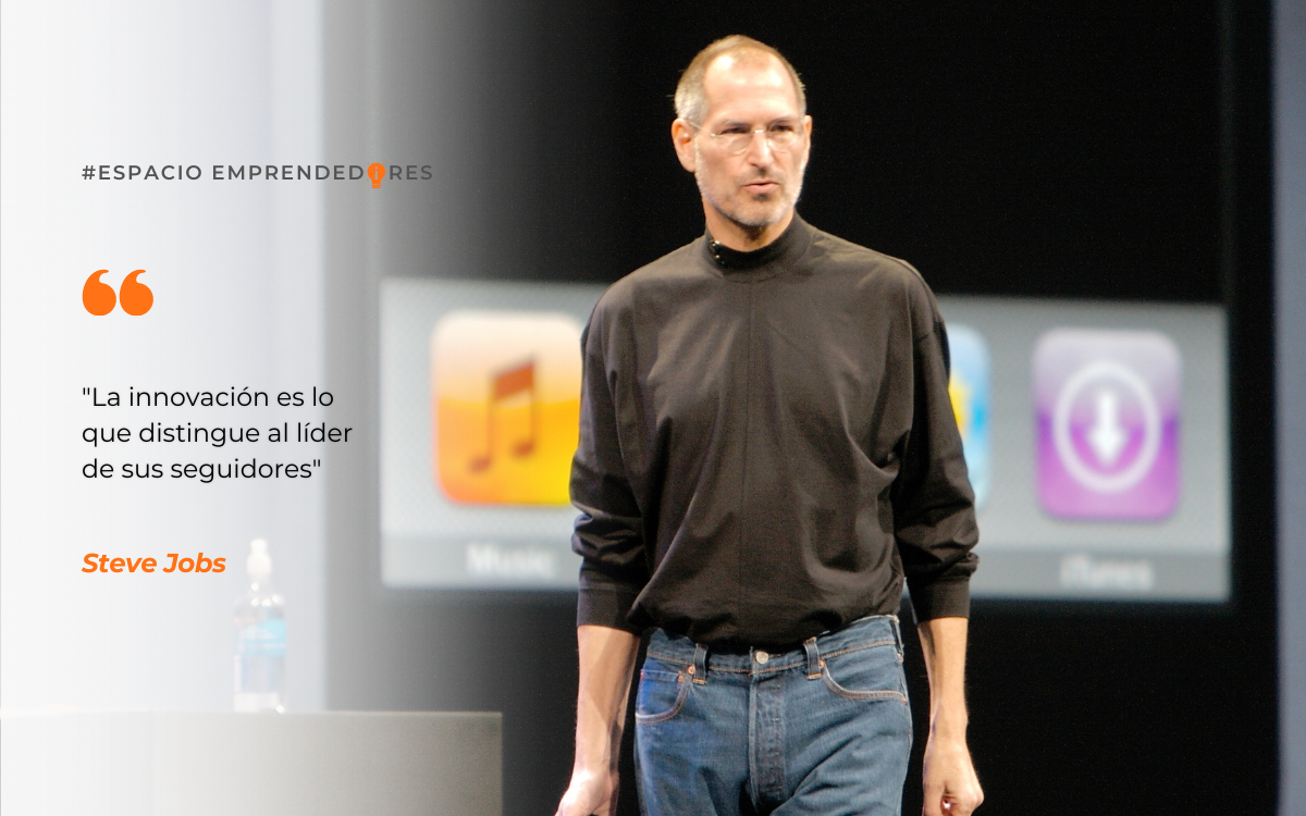 Vemos una imagen de Steve Jobs con una de sus frases motivadoras para vendedores.