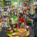 En la imagen se ve a una mujer en una tienda eligiendo regalos