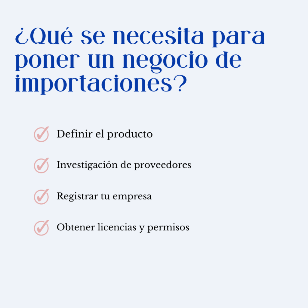 Infografía sobre lo que se necesita para las importanciones para emprendedores